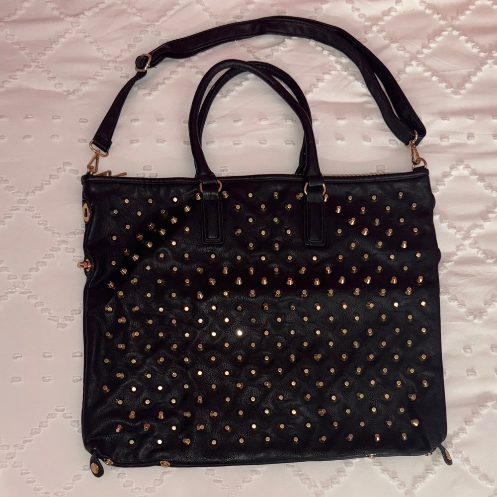 T.J.Maxx Black and Gold Studded Shoulder Bag